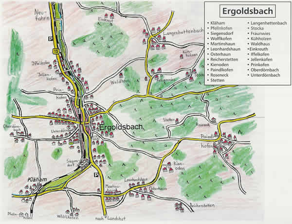 Karte Ortsteile Ergoldsbach